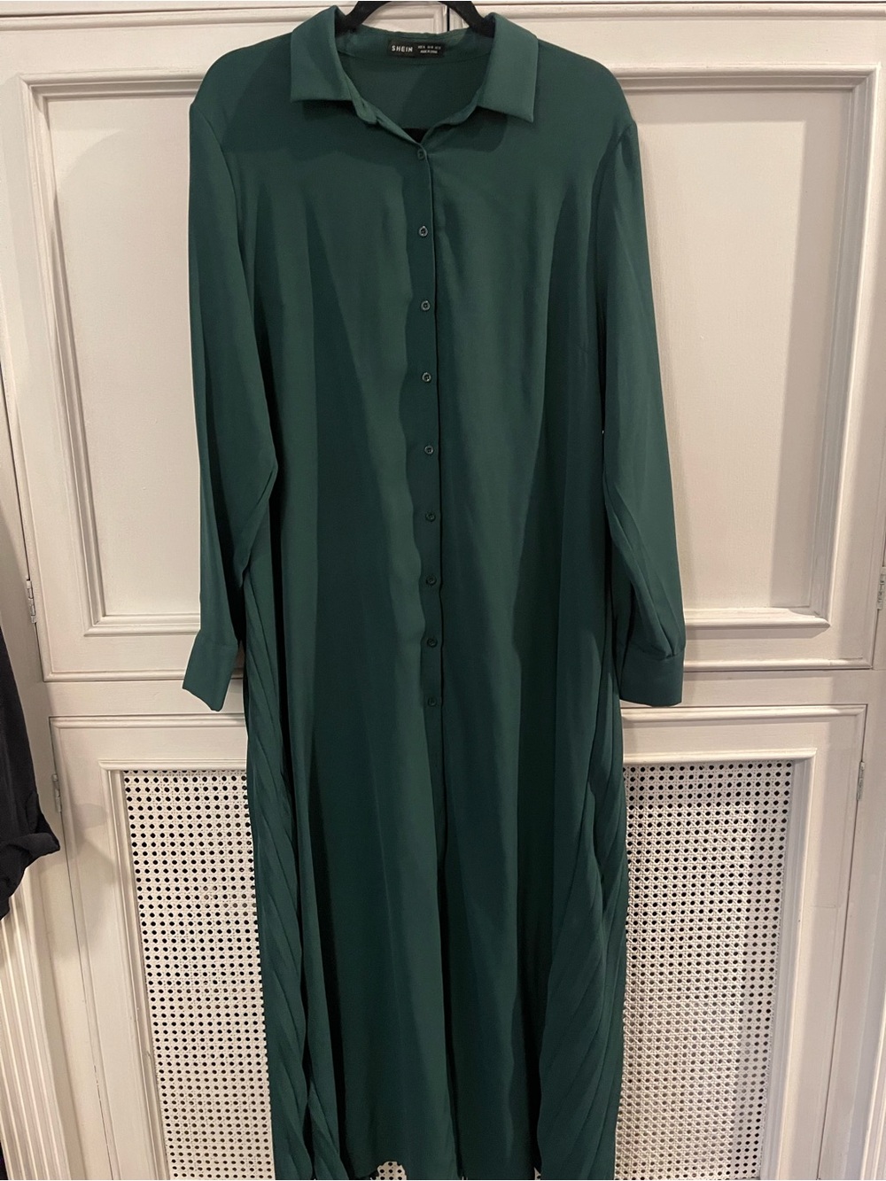 SHEIN Dark Green Button-Front Maxi Shirt Dress